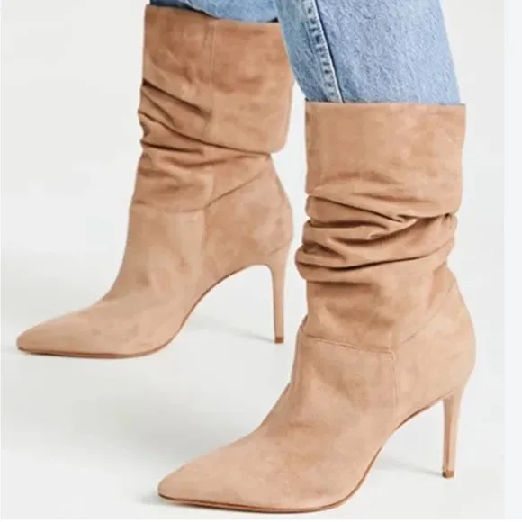 SCHUTZ Ashlee Pointed Toe Scrunched High Heel Boots sz 8
