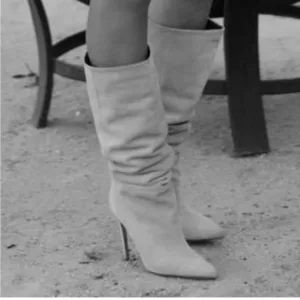 SCHUTZ Ashlee Pointed Toe Scrunched High Heel Boots sz 8
