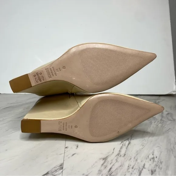 Schutz Asya Up Eggshell Leather Pointy Toe Wedge Tall Boot 9B