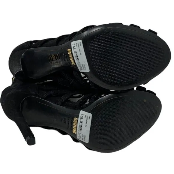 SCHUTZ Black Suede Caged Pointed Toe Ankle Boots Booties Size 5.5B NEW