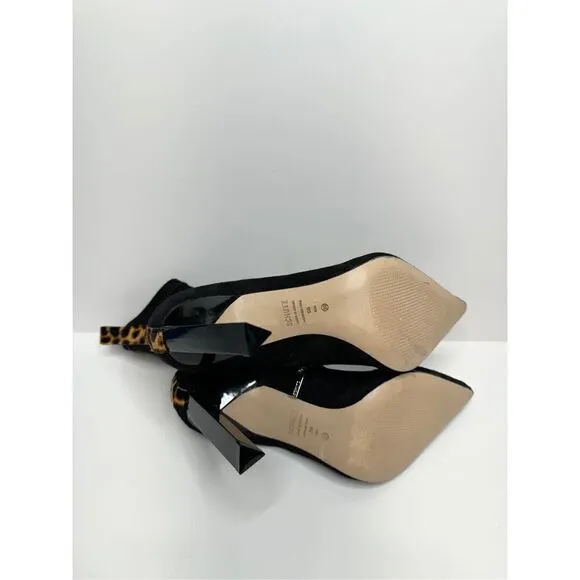 SCHUTZ Boots Womens Size 5B Black Suede Sock Bootie Pointed Toe Heels