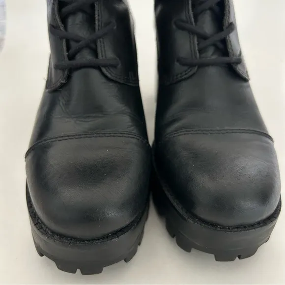 Schutz Jeannie Chunky Black Leather Ankle Boots Goth Platform, 6.5 Grunge Laceup