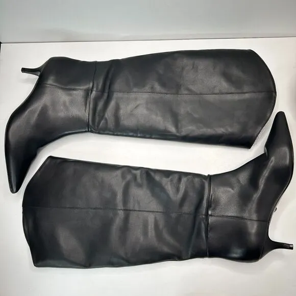 Schutz Maryana Lo Boot Leather Black Knee High Boots Pointed Toe Women's US 8 B