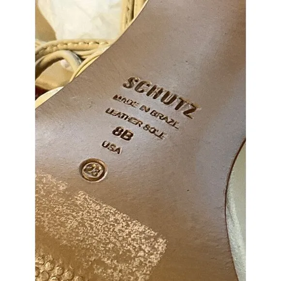Schutz Sirena Sandals in Eggshell 8 with box Womens Leather High Heels