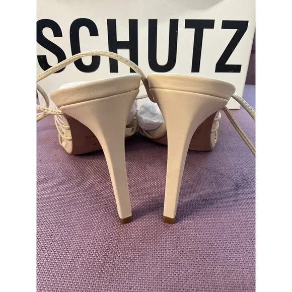 Schutz Sirena Sandals in Eggshell 8 with box Womens Leather High Heels