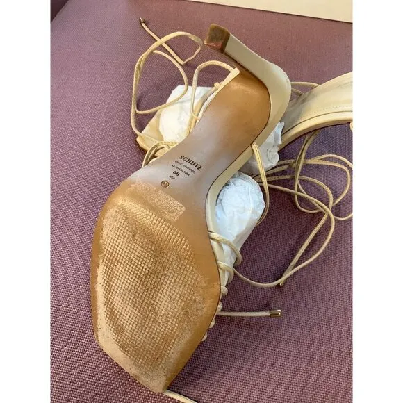 Schutz Sirena Sandals in Eggshell 8 with box Womens Leather High Heels