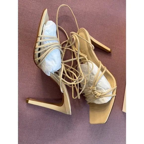 Schutz Sirena Sandals in Eggshell 8 with box Womens Leather High Heels