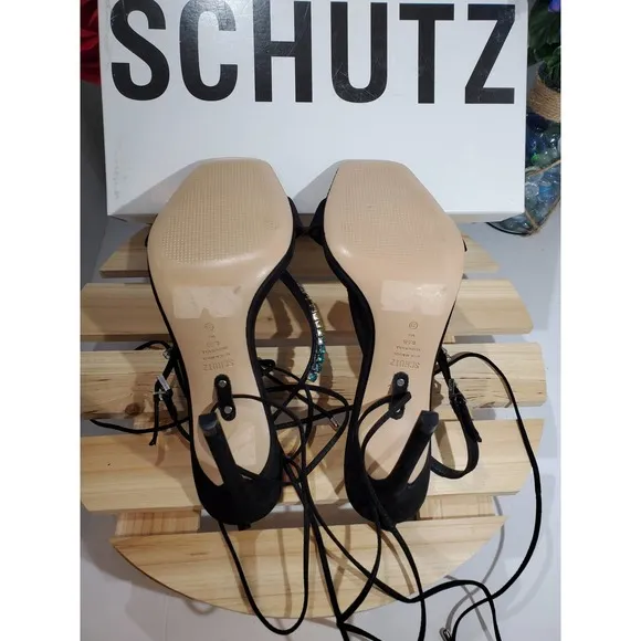 Schutz‎ Vicki crystal leather sandals
