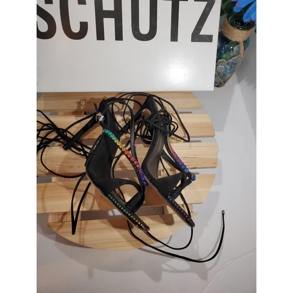 Schutz‎ Vicki crystal leather sandals