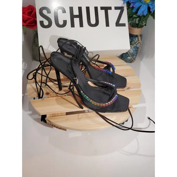 Schutz‎ Vicki crystal leather sandals