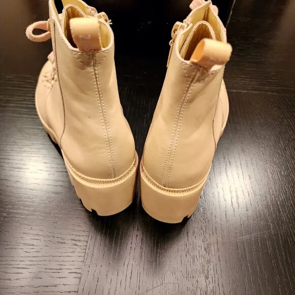 Schutz Women's Xayane Lace Up Heeled Leather Boots| Spring Beige| Sz 10B| NWOT🖤