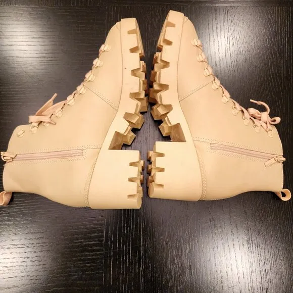 Schutz Women's Xayane Lace Up Heeled Leather Boots| Spring Beige| Sz 10B| NWOT🖤