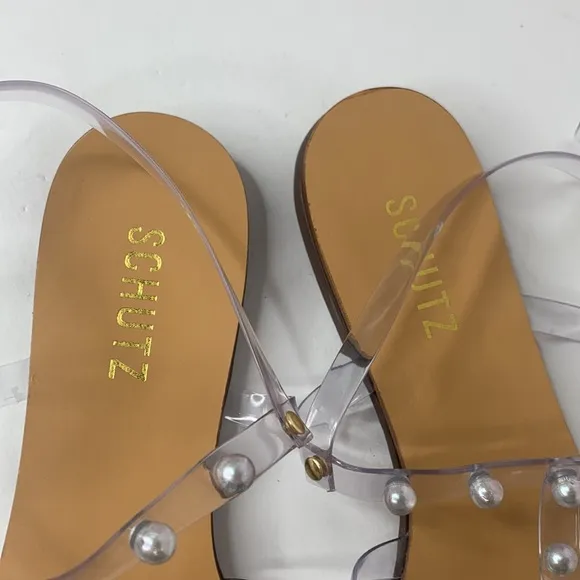 Schutz Yarin studded pearl jelly flats NWOB