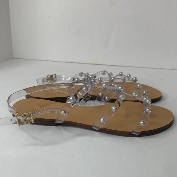 Schutz Yarin studded pearl jelly flats NWOB