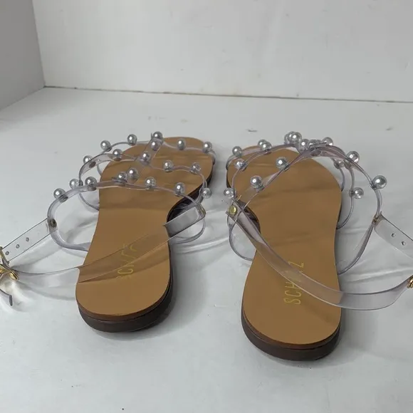 Schutz Yarin studded pearl jelly flats NWOB
