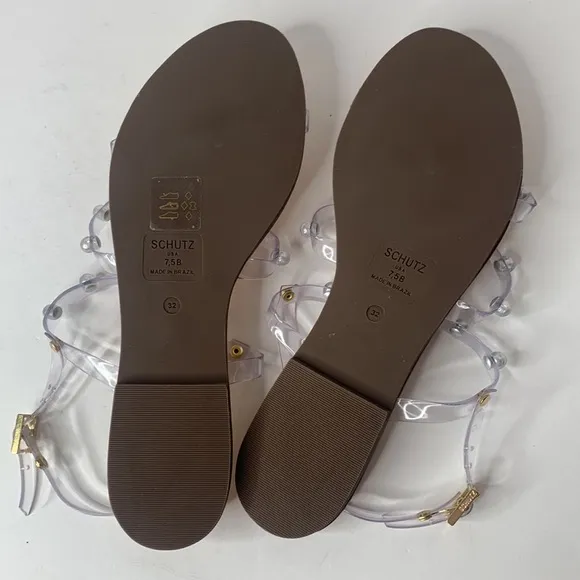 Schutz Yarin studded pearl jelly flats NWOB