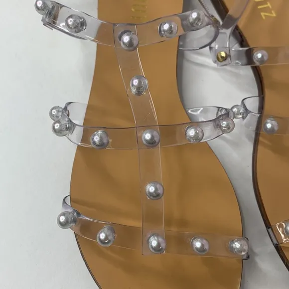 Schutz Yarin studded pearl jelly flats NWOB