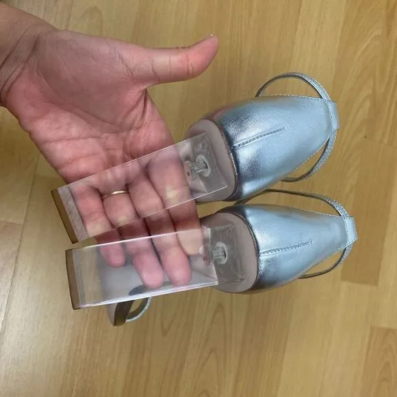 SCHUTZ Sanai Metallic Leather Heeled Sandals