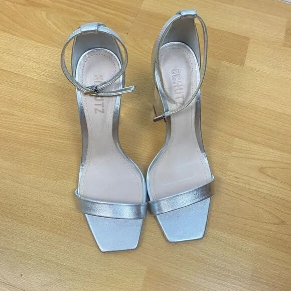 SCHUTZ Sanai Metallic Leather Heeled Sandals