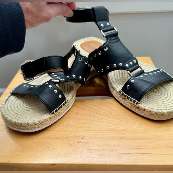 See by Chloe Black Studded Espadrille Sandals EU 37