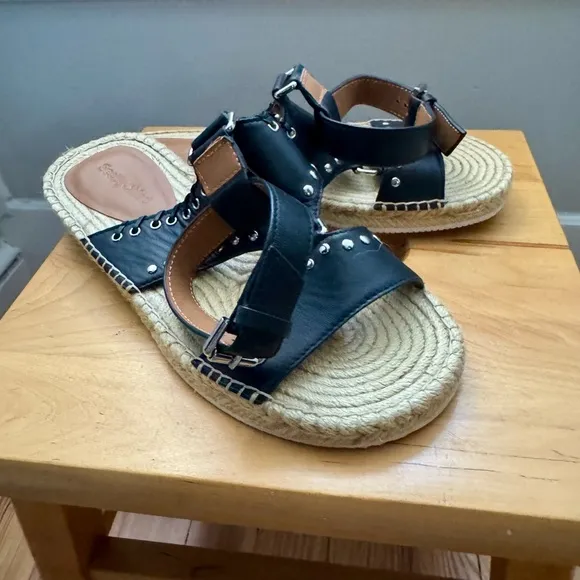 See by Chloe Black Studded Espadrille Sandals EU 37