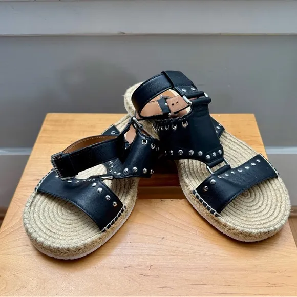 See by Chloe Black Studded Espadrille Sandals EU 37