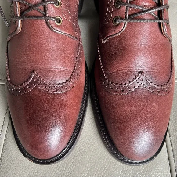 Selected Homme Grant Wingtip Leather Dress Boot Sz 12 Lace Up Brown Classic