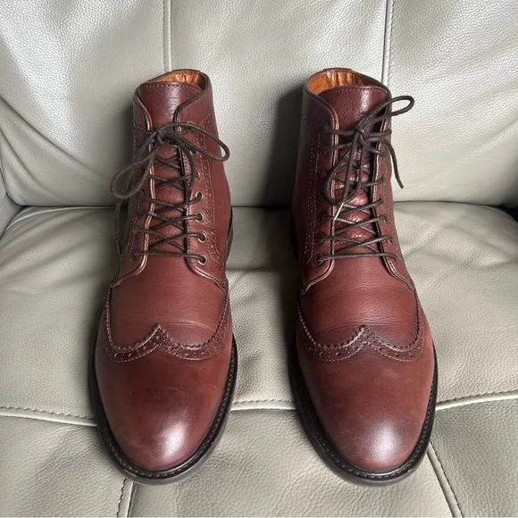 Selected Homme Grant Wingtip Leather Dress Boot Sz 12 Lace Up Brown Classic