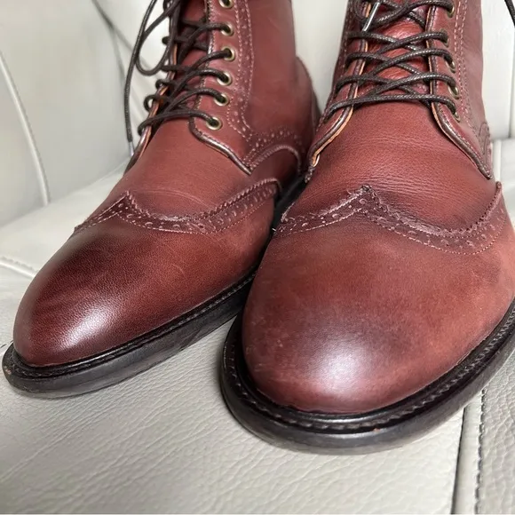 Selected Homme Grant Wingtip Leather Dress Boot Sz 12 Lace Up Brown Classic