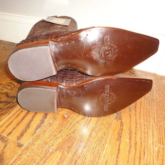 SENOR De Los CIELOS Men's Brown Leather Caiman Pointed Toe Boots Size 6 NWT!!