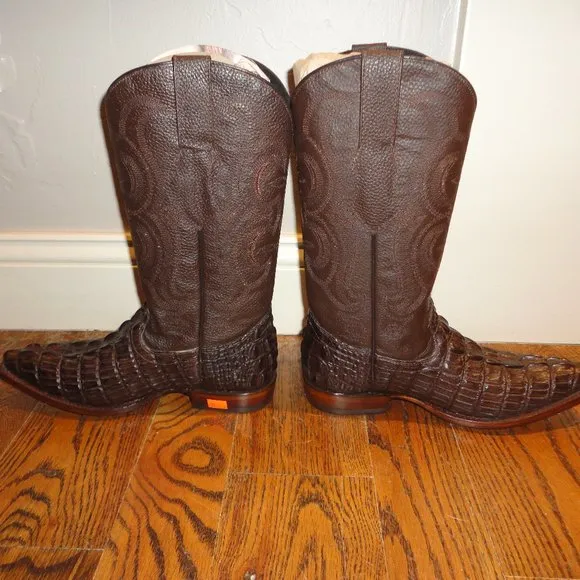 SENOR De Los CIELOS Men's Brown Leather Caiman Pointed Toe Boots Size 6 NWT!!