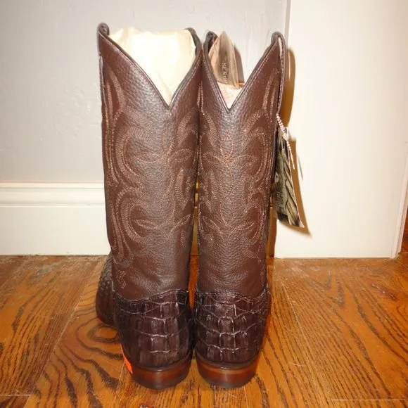 SENOR De Los CIELOS Men's Brown Leather Caiman Pointed Toe Boots Size 6 NWT!!