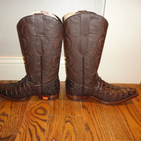 SENOR De Los CIELOS Men's Brown Leather Caiman Pointed Toe Boots Size 6 NWT!!