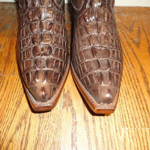 SENOR De Los CIELOS Men's Brown Leather Caiman Pointed Toe Boots Size 6 NWT!!