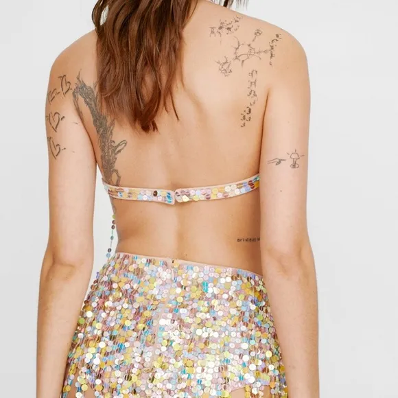 Sequin Colored Fringe High Waste Hot Pant