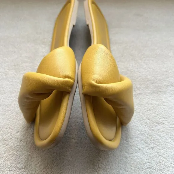 Seychelles Anthropologie Breath of Fresh Air Slide Sandals Mustard Yellow US 8.5