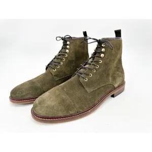 Shoe The Bear Curtis Khaki Green Waxed Suede Leather Lace Up Boots Size 45
