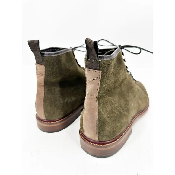 Shoe The Bear Curtis Khaki Green Waxed Suede Leather Lace Up Boots Size 45