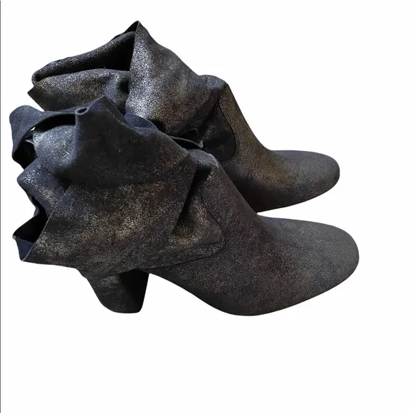 Sigerson Morrison Metallic Sally Sparkling Dark Blue Suede Heel Boots Size 10