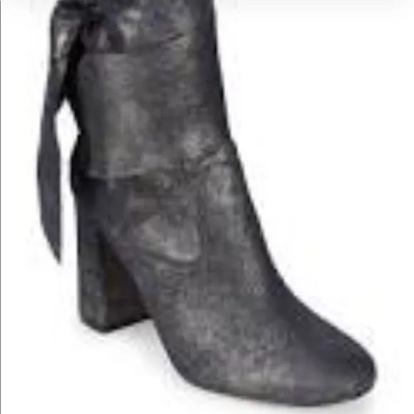Sigerson Morrison Metallic Sally Sparkling Dark Blue Suede Heel Boots Size 10