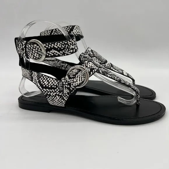 SIGERSON MORRISON SMCAITLYN2 BLACK  WHITE PHI PHI SNAKE PRINT SANDALS SZ 37