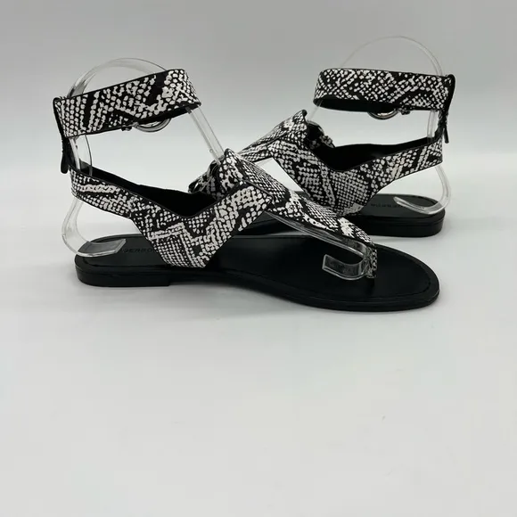 SIGERSON MORRISON SMCAITLYN2 BLACK  WHITE PHI PHI SNAKE PRINT SANDALS SZ 37