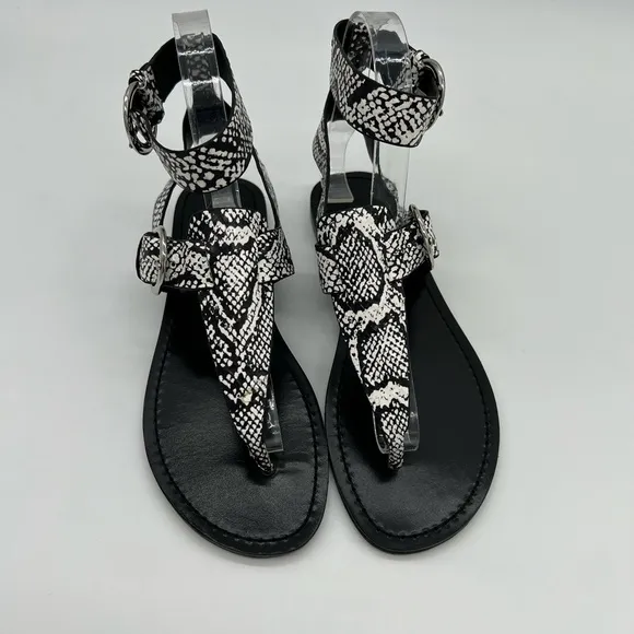 SIGERSON MORRISON SMCAITLYN2 BLACK  WHITE PHI PHI SNAKE PRINT SANDALS SZ 37