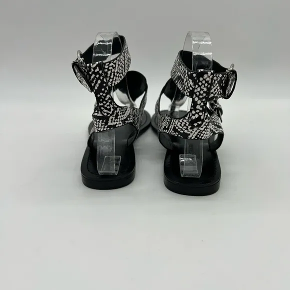 SIGERSON MORRISON SMCAITLYN2 BLACK  WHITE PHI PHI SNAKE PRINT SANDALS SZ 37