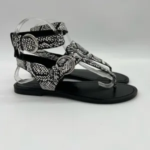 SIGERSON MORRISON SMCAITLYN2 BLACK  WHITE PHI PHI SNAKE PRINT SANDALS SZ 37
