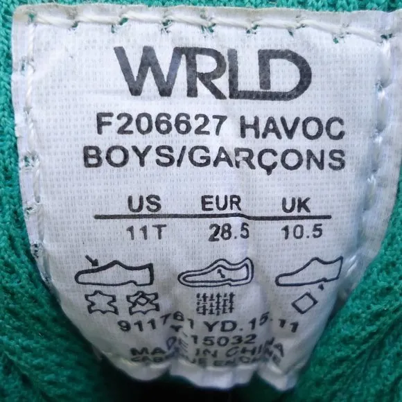 SIZE 11T. World Industries boy's havoc skater shoes.