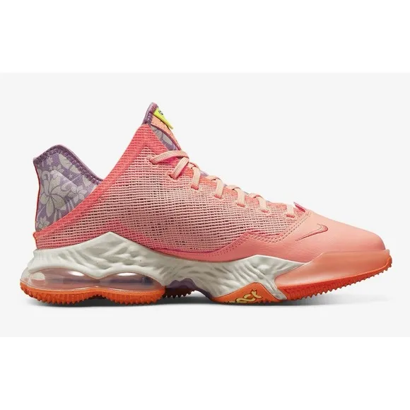 Size 9.5 Nike Lebron XIX Low Men's Crimson Bliss Atomic Green Coral DQ8344-600