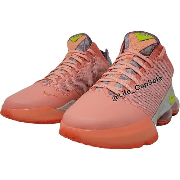 Size 9.5 Nike Lebron XIX Low Men's Crimson Bliss Atomic Green Coral DQ8344-600
