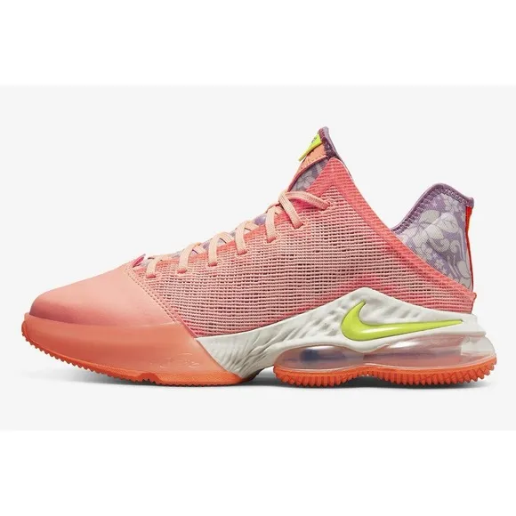 Size 9.5 Nike Lebron XIX Low Men's Crimson Bliss Atomic Green Coral DQ8344-600