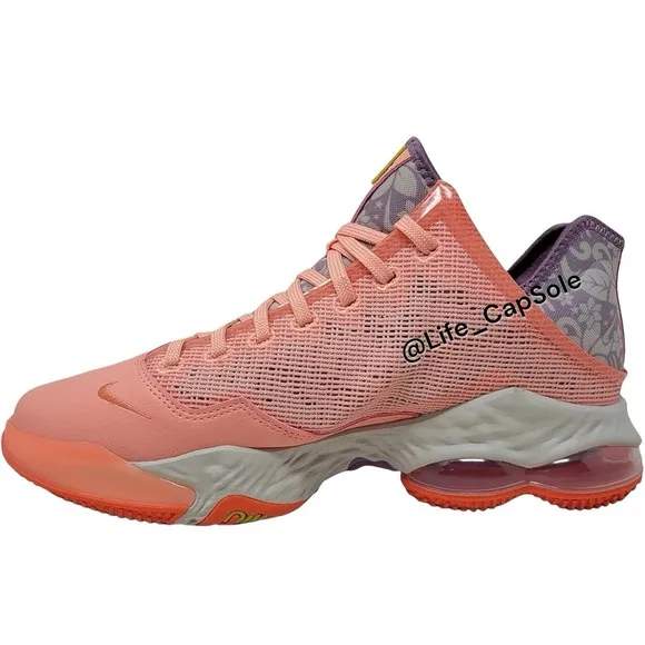 Size 9.5 Nike Lebron XIX Low Men's Crimson Bliss Atomic Green Coral DQ8344-600